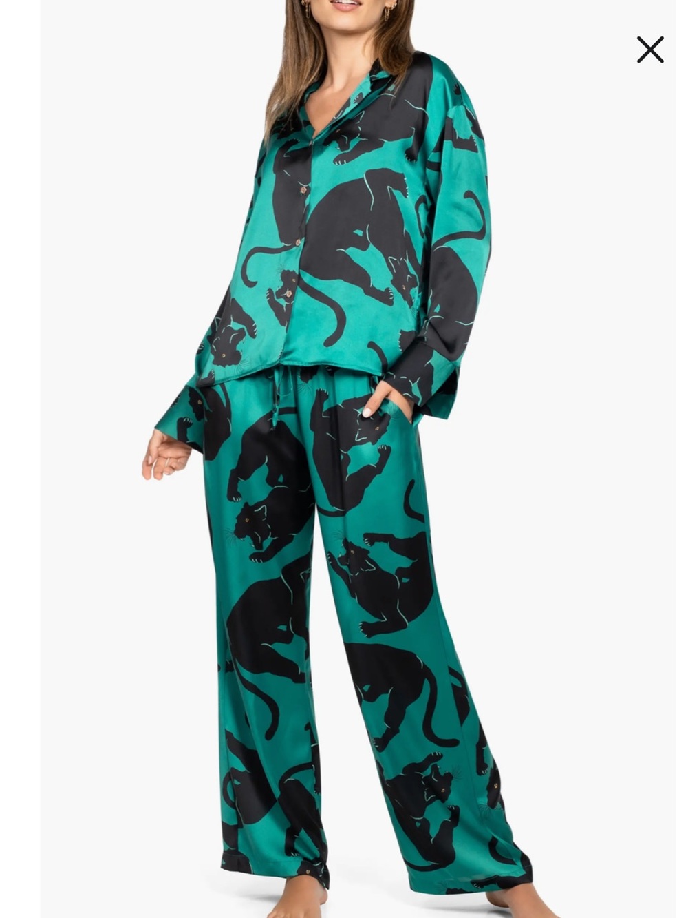 Midnight Bakery Women's Print Satin Pajamas Set NWT